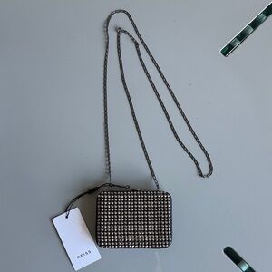 Reiss Black Crystal-Embellished Chain Mini Crossbody